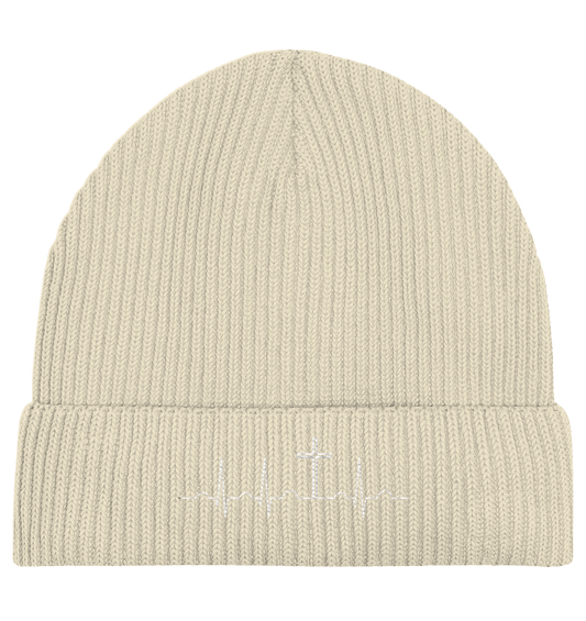 Mein Herz schlägt für Jesus - Organic Fisherman Beanie - Kappen & Mützen - Natural - GfoitMa