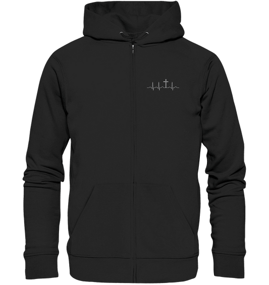Mein Herz schlägt für Jesus - Organic Zipper (Stick) - Jacken/ Zipper - Black - GfoitMa
