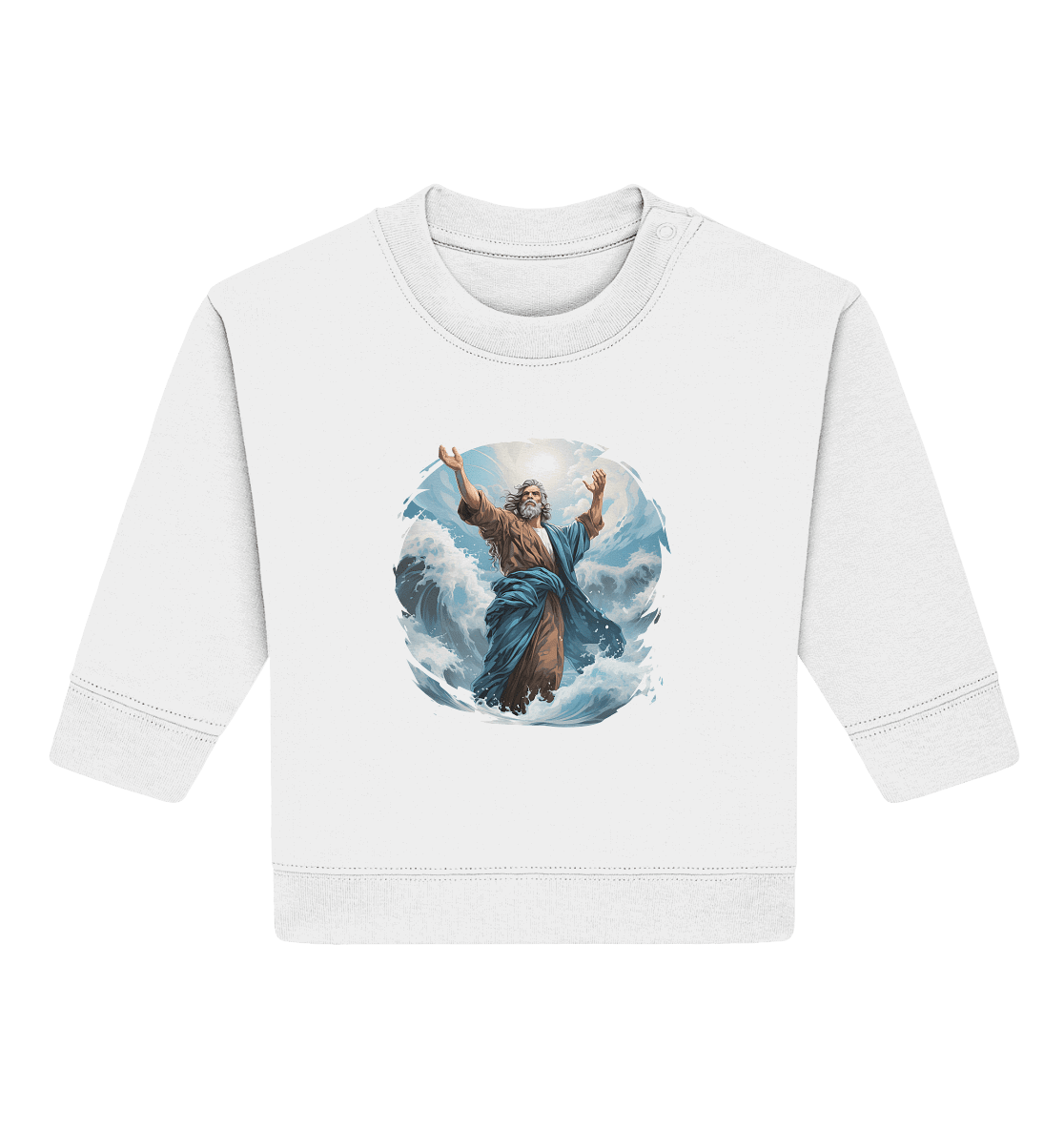 Moses – Glaube, der das Meer teilt | Christliche Kleidung - Baby Organic Sweatshirt - Kids & Babys - White - GfoitMa