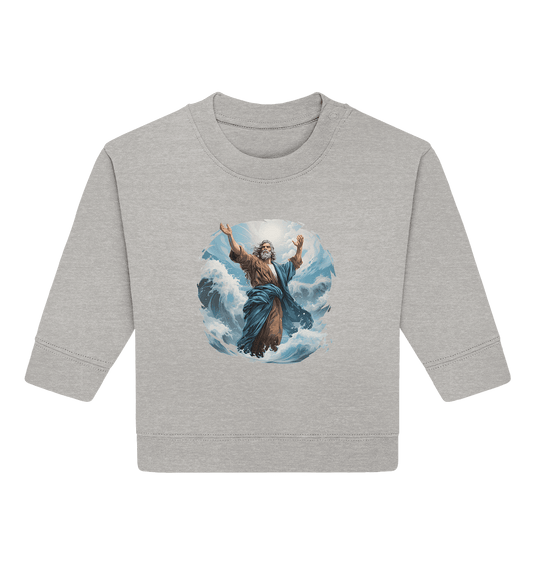 Moses – Glaube, der das Meer teilt | Christliche Kleidung - Baby Organic Sweatshirt - Kids & Babys - Heather Grey - GfoitMa