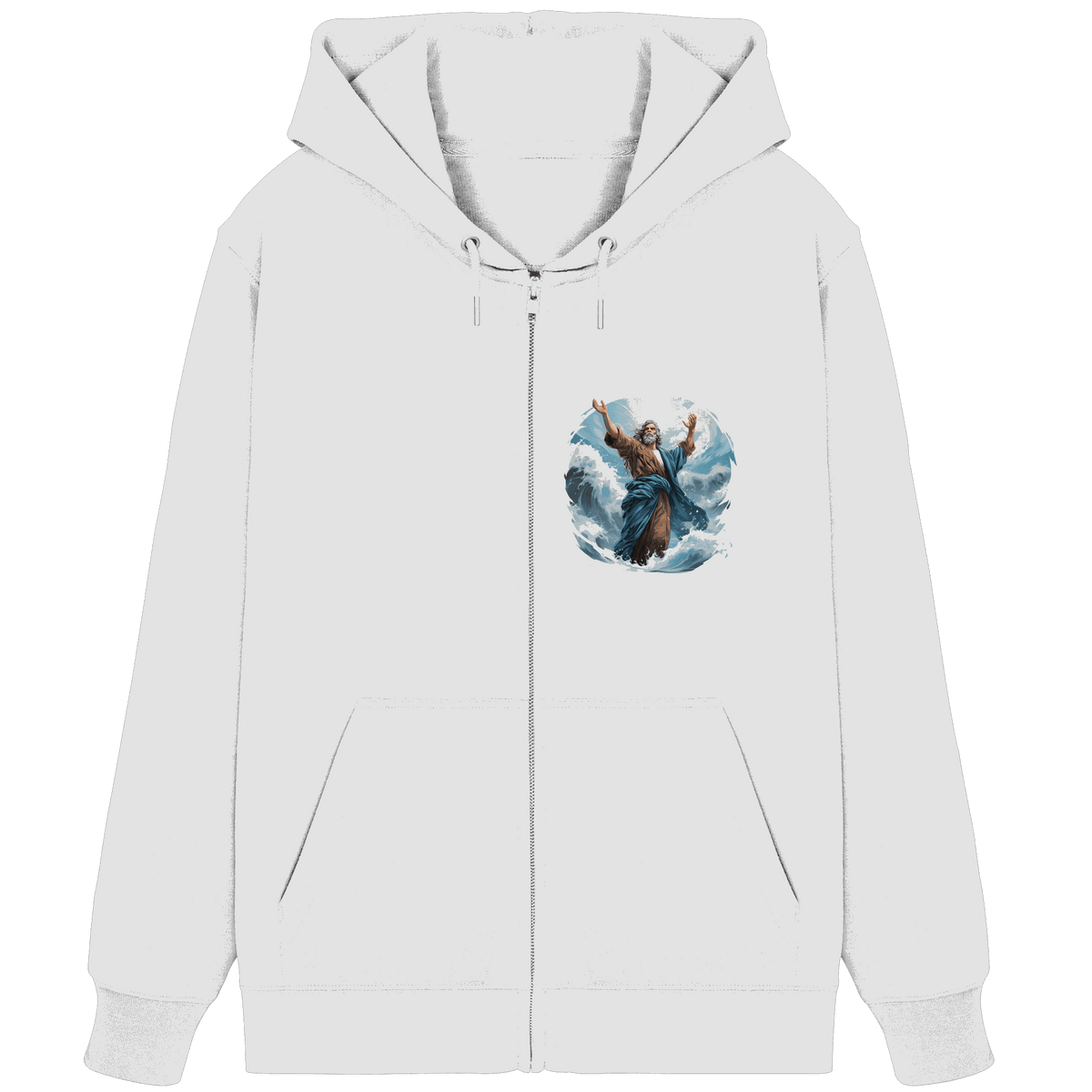 Moses – Glaube, der das Meer teilt | Christliche Kleidung - Organic Zipper - Jacken/ Zipper - White - GfoitMa