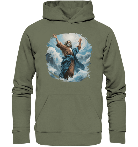 Moses – Glaube, der das Meer teilt | Christliche Kleidung - Premium Unisex Hoodie - Hoodies - Classic Olive - GfoitMa