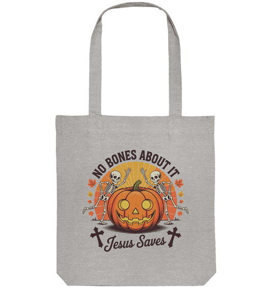 No Bones About It – Jesus Saves | Christliche Kleidung & Geschenke zu Halloween - Organic Tote-Bag - Taschen - Heather Grey - GfoitMa