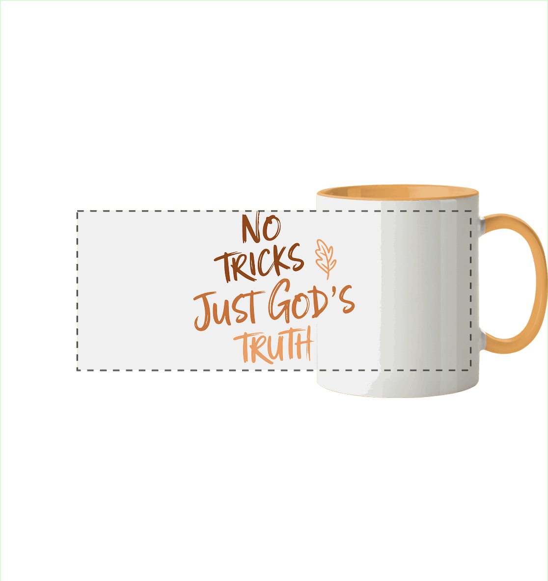 No Tricks – Just God’s Truth | Christliche Kleidung & Geschenke im Retro-Design für Herbst & Halloween - Panorama Tasse zweifarbig - Trinkgefäße - Goldgelb - GfoitMa