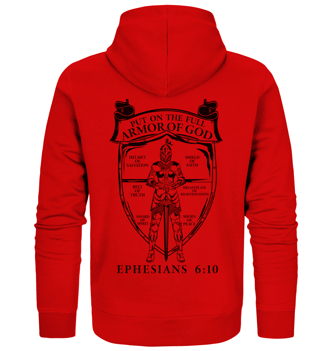 „Put on the Full Armor of God“ – Rückseite | Christliche Kleidung - Zipper - Jacken/ Zipper - Red - GfoitMa