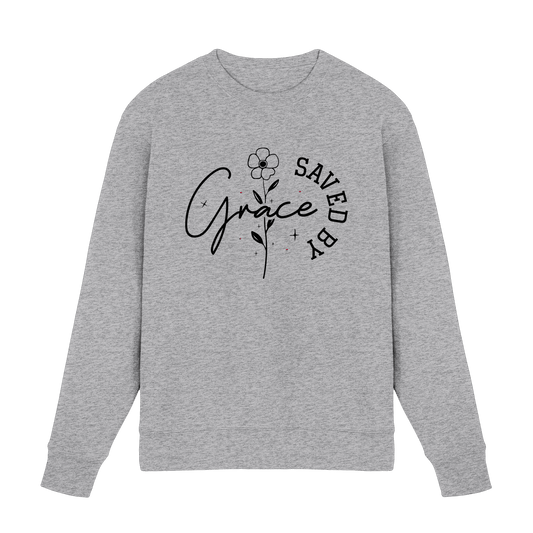 Saved by Grace – ein schlichtes Design mit tiefer Botschaft - Premium Sweatshirt - Sweatshirts - Heather Grey (meliert) - GfoitMa