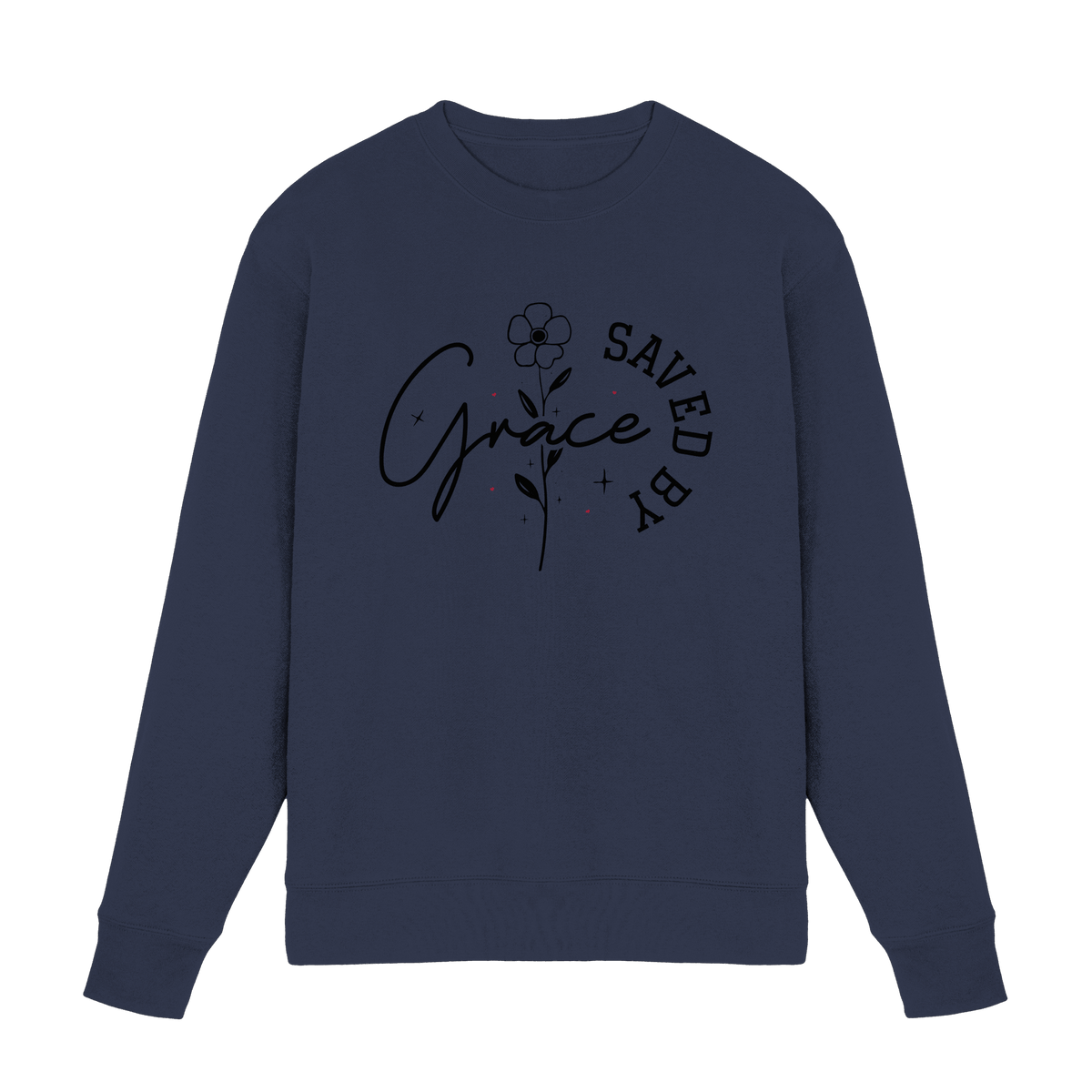 Saved by Grace – ein schlichtes Design mit tiefer Botschaft - Premium Sweatshirt - Sweatshirts - Deep Navy - GfoitMa