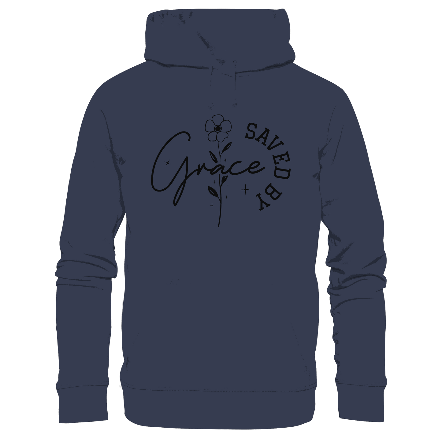 Saved by Grace – ein schlichtes Design mit tiefer Botschaft - Premium Unisex Hoodie - Hoodies - Deep Navy - GfoitMa