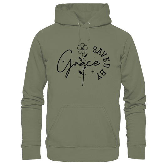 Saved by Grace – ein schlichtes Design mit tiefer Botschaft - Premium Unisex Hoodie - Hoodies - Classic Olive - GfoitMa