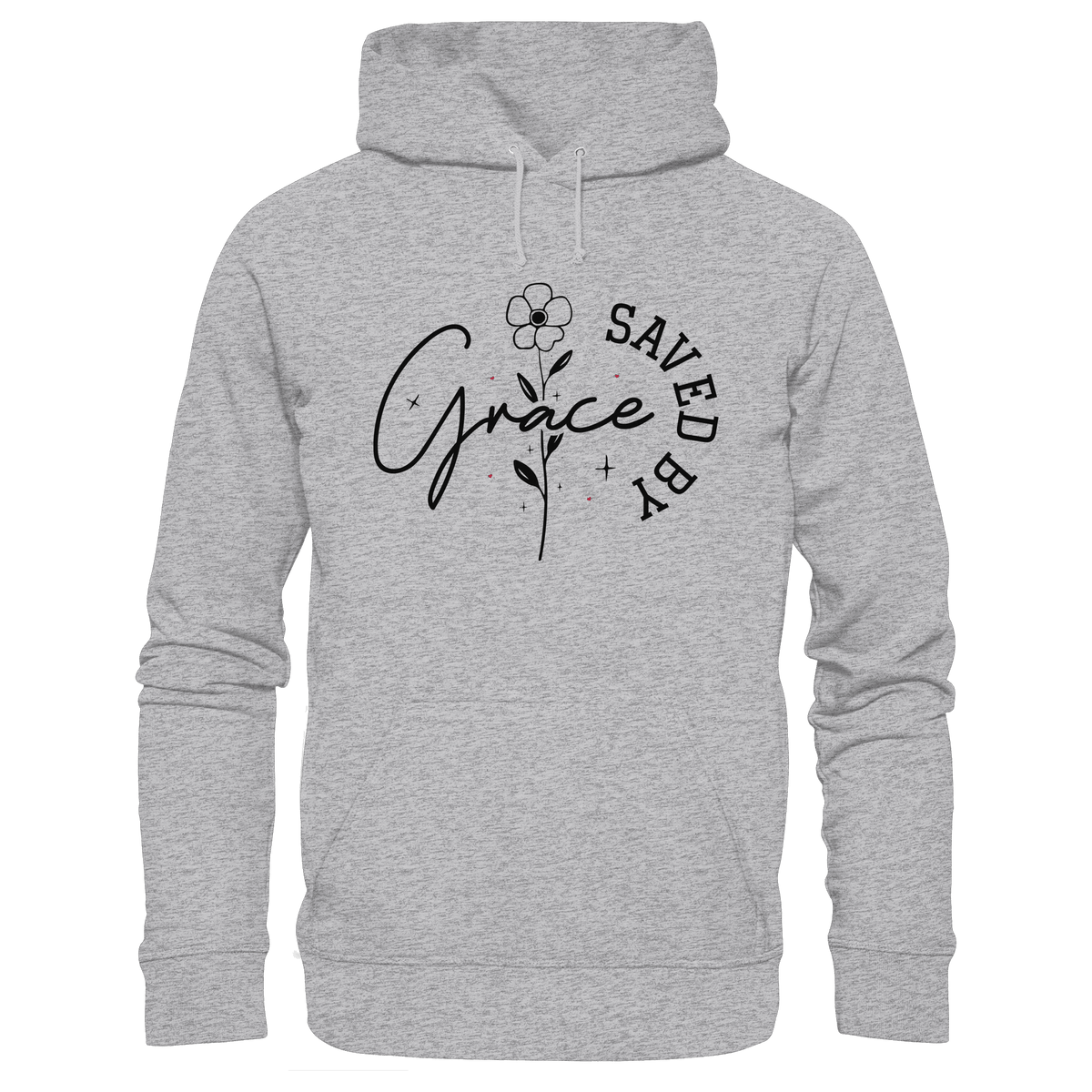 Saved by Grace – ein schlichtes Design mit tiefer Botschaft - Premium Unisex Hoodie - Hoodies - Heather Grey (meliert) - GfoitMa
