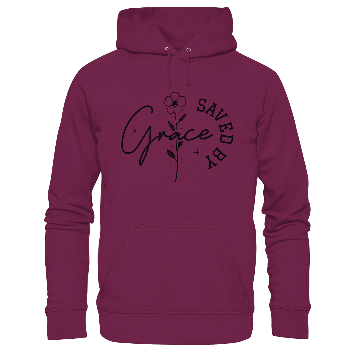 Saved by Grace – ein schlichtes Design mit tiefer Botschaft - Premium Unisex Hoodie - Hoodies - Burgund - GfoitMa
