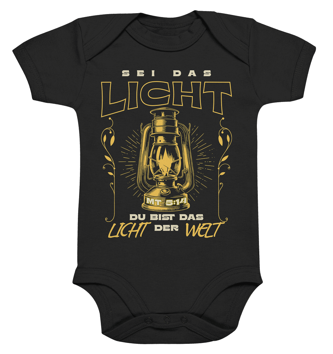 Sei das Licht – Du bist das Licht der Welt | Christliche Kleidung - Organic Baby Bodysuit - Kids & Babys - Black - GfoitMa