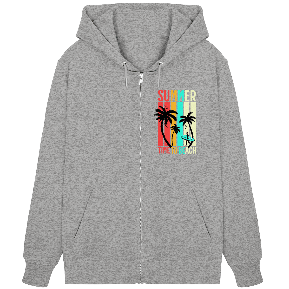 Summer Time to Beach – Sonne, Sand & Lebensfreude - Organic Zipper - Jacken/ Zipper - Heather Grey - GfoitMa