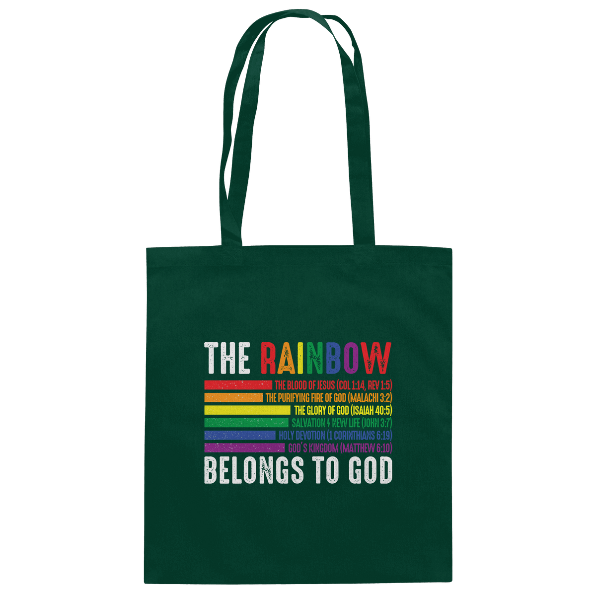 The Rainbow Belongs To God – Zeichen des Bundes und der Liebe - Baumwolltasche - Taschen - Bottle Green - GfoitMa
