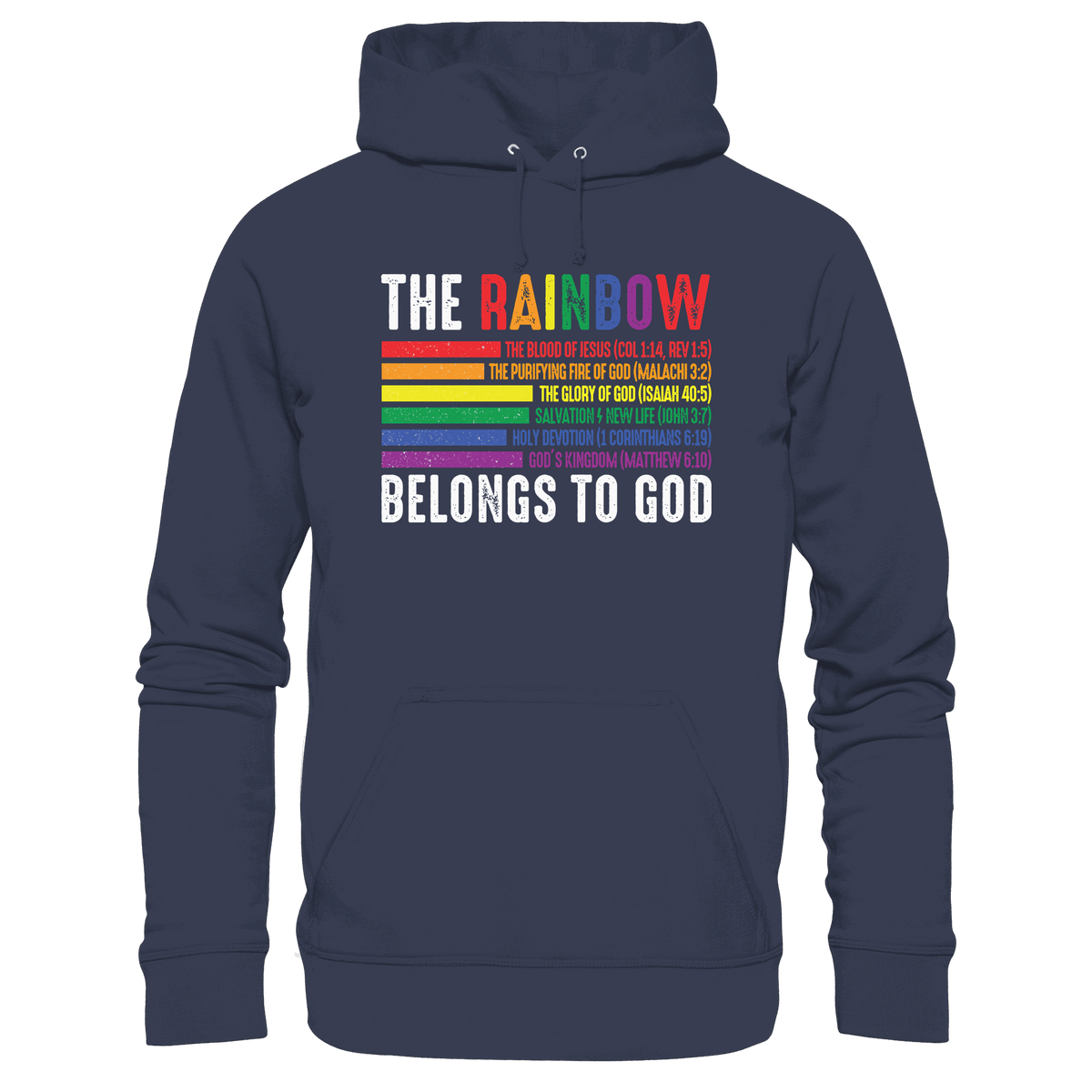 The Rainbow Belongs To God – Zeichen des Bundes und der Liebe - Premium Unisex Hoodie - Hoodies - Deep Navy - GfoitMa