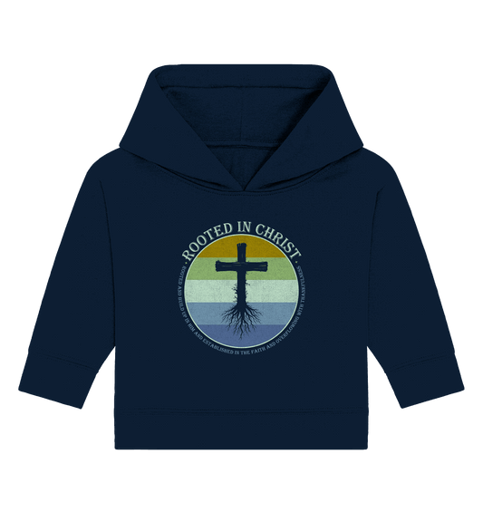 Verwurzelt in Christus | Christliche Kleidung - Baby Organic Hoodie - Kids & Babys - French Navy - GfoitMa