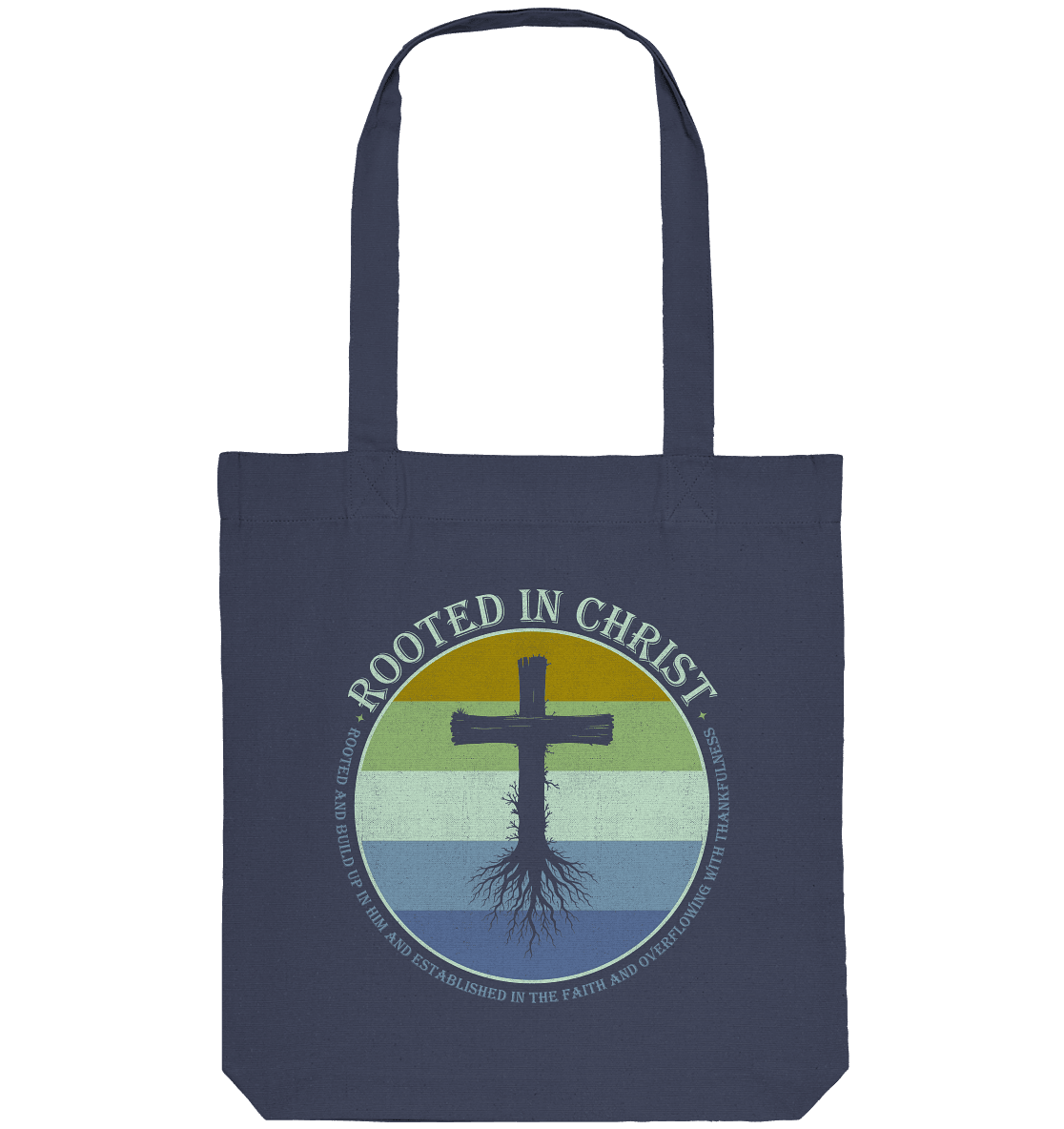 Verwurzelt in Christus | Christliche Kleidung - Organic Tote-Bag - Taschen - Midnight Blue - GfoitMa