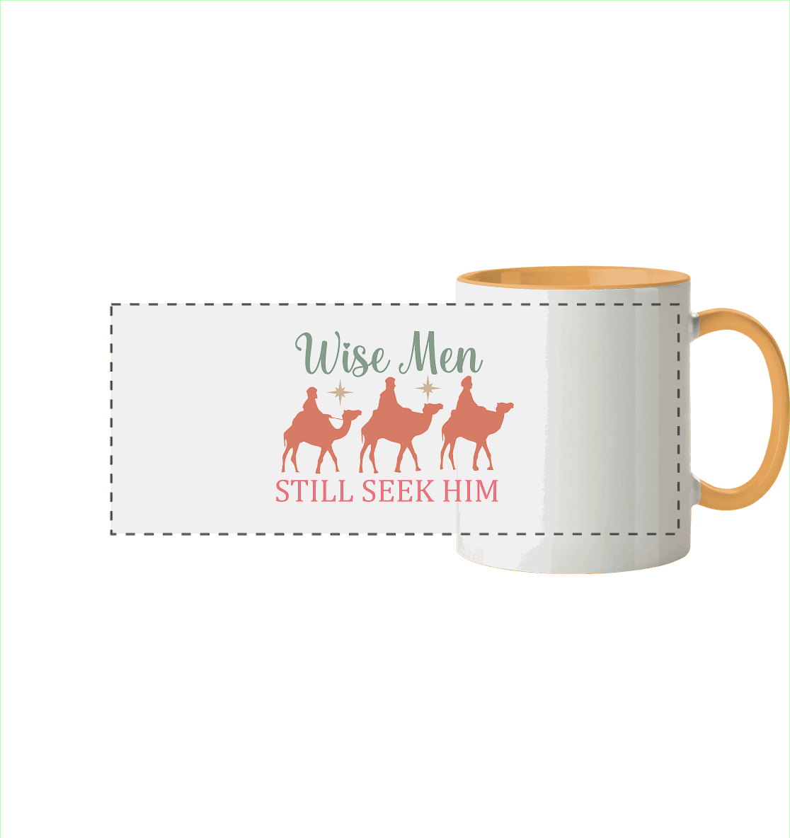 Weise Männer suchen ihn noch immer | Christliches Design mit den 3 Weisen - Panorama Tasse zweifarbig - Trinkgefäße - Goldgelb - GfoitMa