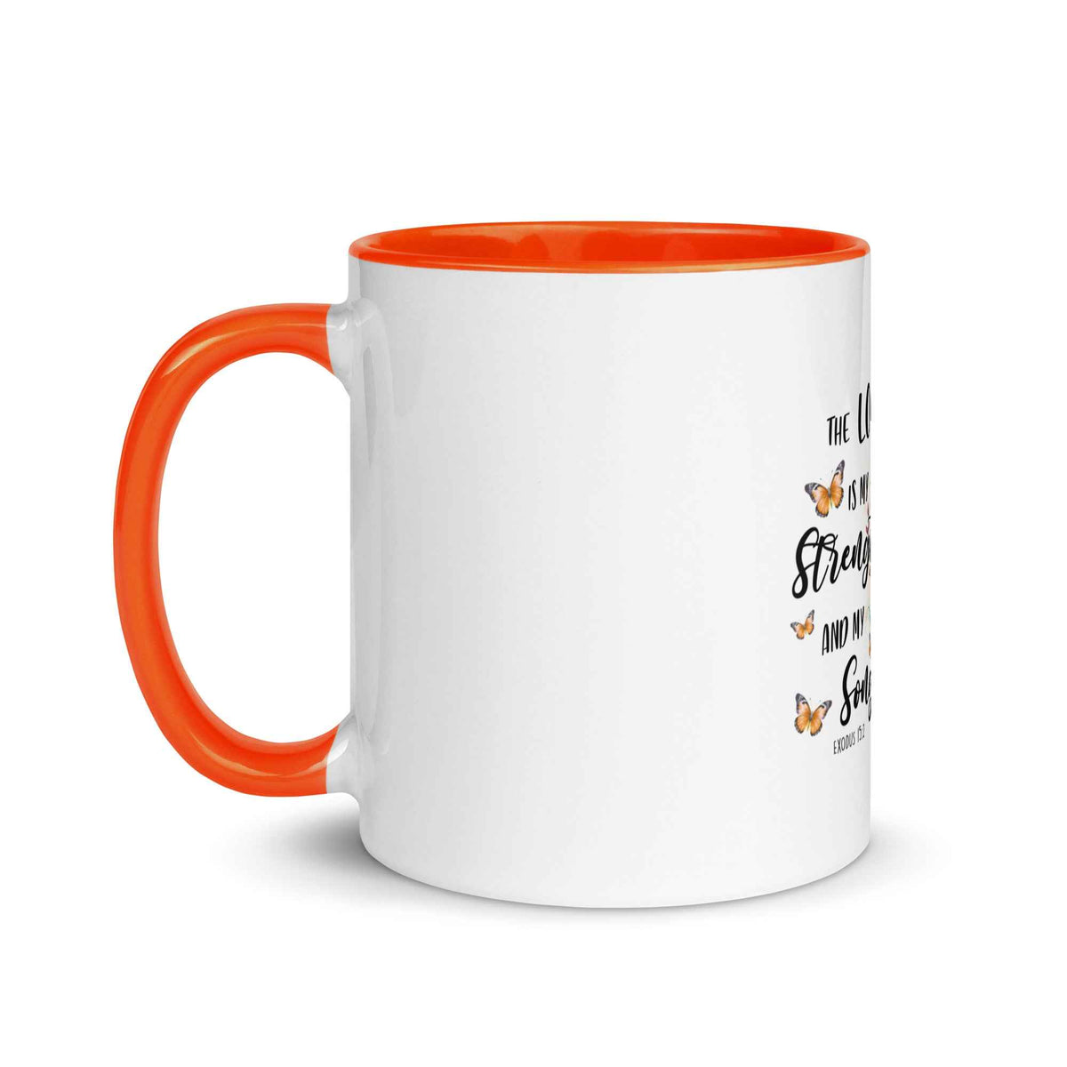 Der Herr ist meine Stärke und mein Lied - Exodus 15:2 - Tasse mit farbiger Innenseite
