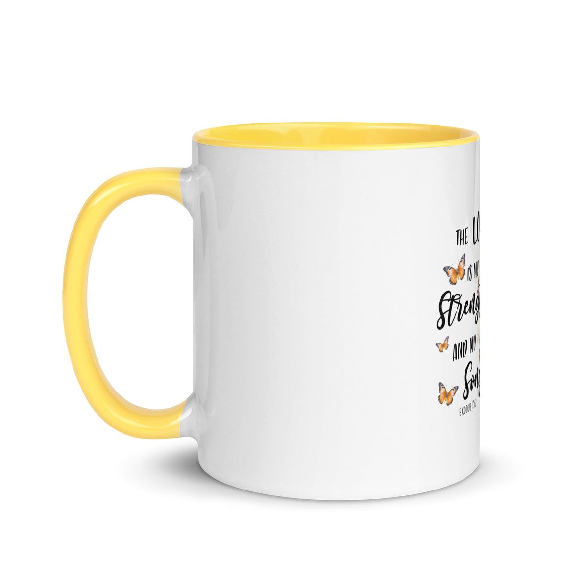 Der Herr ist meine Stärke und mein Lied - Exodus 15:2 - Tasse mit farbiger Innenseite - GfoitMa