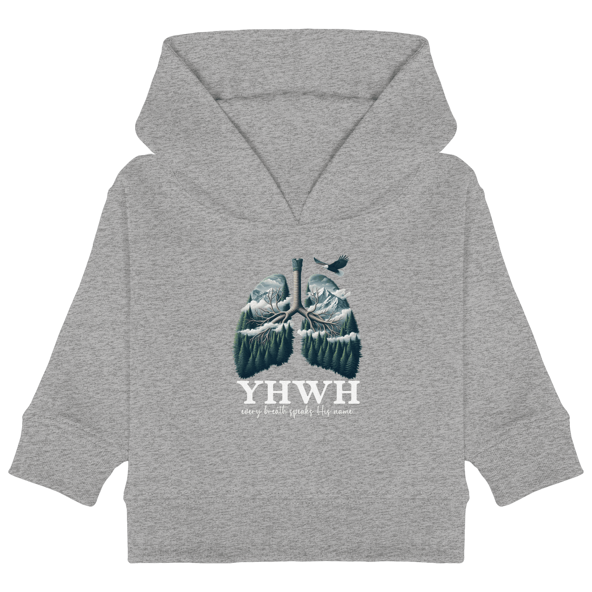YHWH – Every Breath Speaks His Name | Atem des Lebens | Christliches Design - Baby Organic Hoodie - Kids & Babys - Heather Grey - GfoitMa