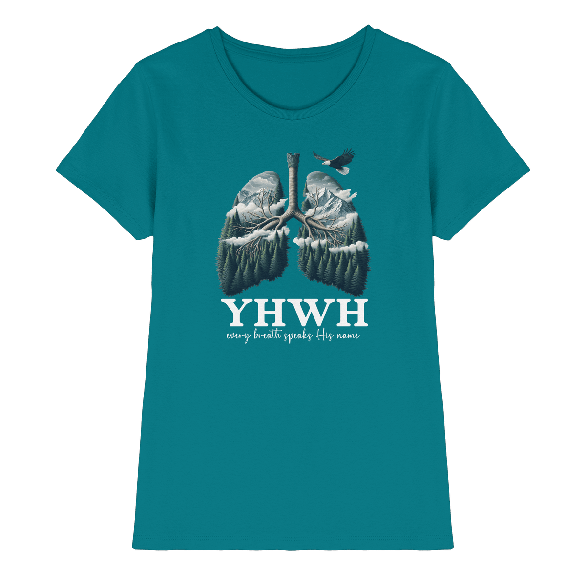 YHWH – Every Breath Speaks His Name | Atem des Lebens | Christliches Design - Ladies Premium Shirt - Lady-Shirts - Diva Blue - GfoitMa