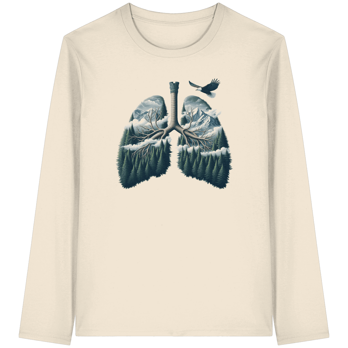 YHWH – Every Breath Speaks His Name | Atem des Lebens | Christliches Design - Organic Longsleeve T-Shirt - Unisex-Shirts - Natural Raw - GfoitMa