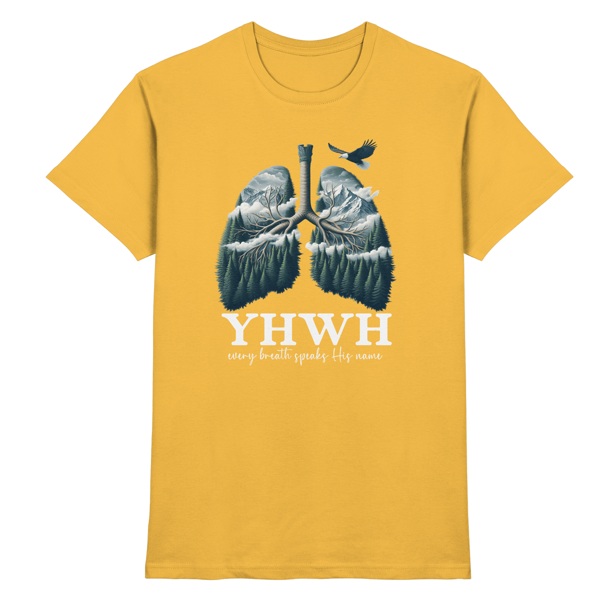 YHWH – Every Breath Speaks His Name | Atem des Lebens | Christliches Design - Premium Shirt - Unisex-Shirts - Gold - GfoitMa