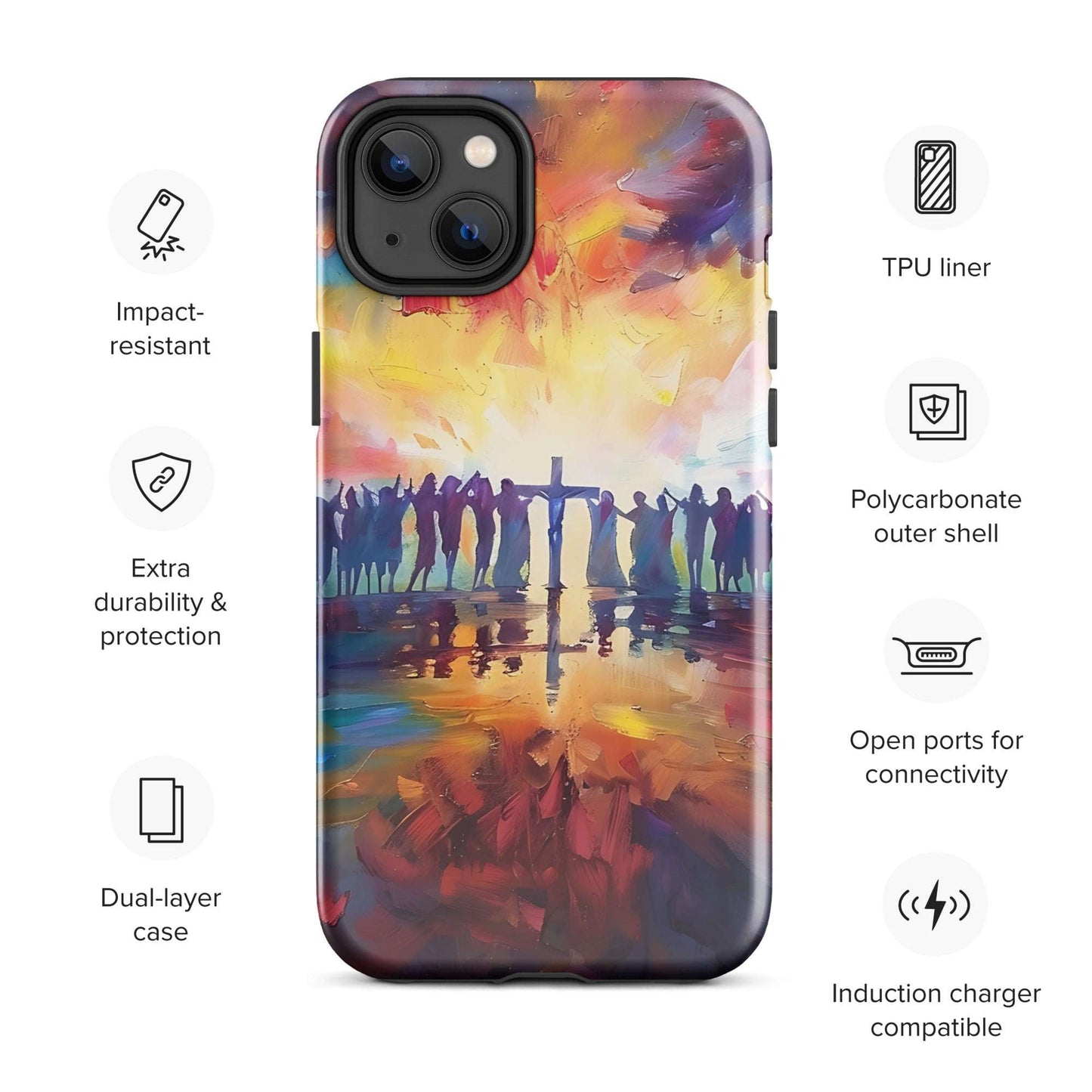 Am Kreuz vereint – Hoffnung für alle - Hardcase iPhone® Handyhülle - iPhone 14 Plus - GfoitMa
