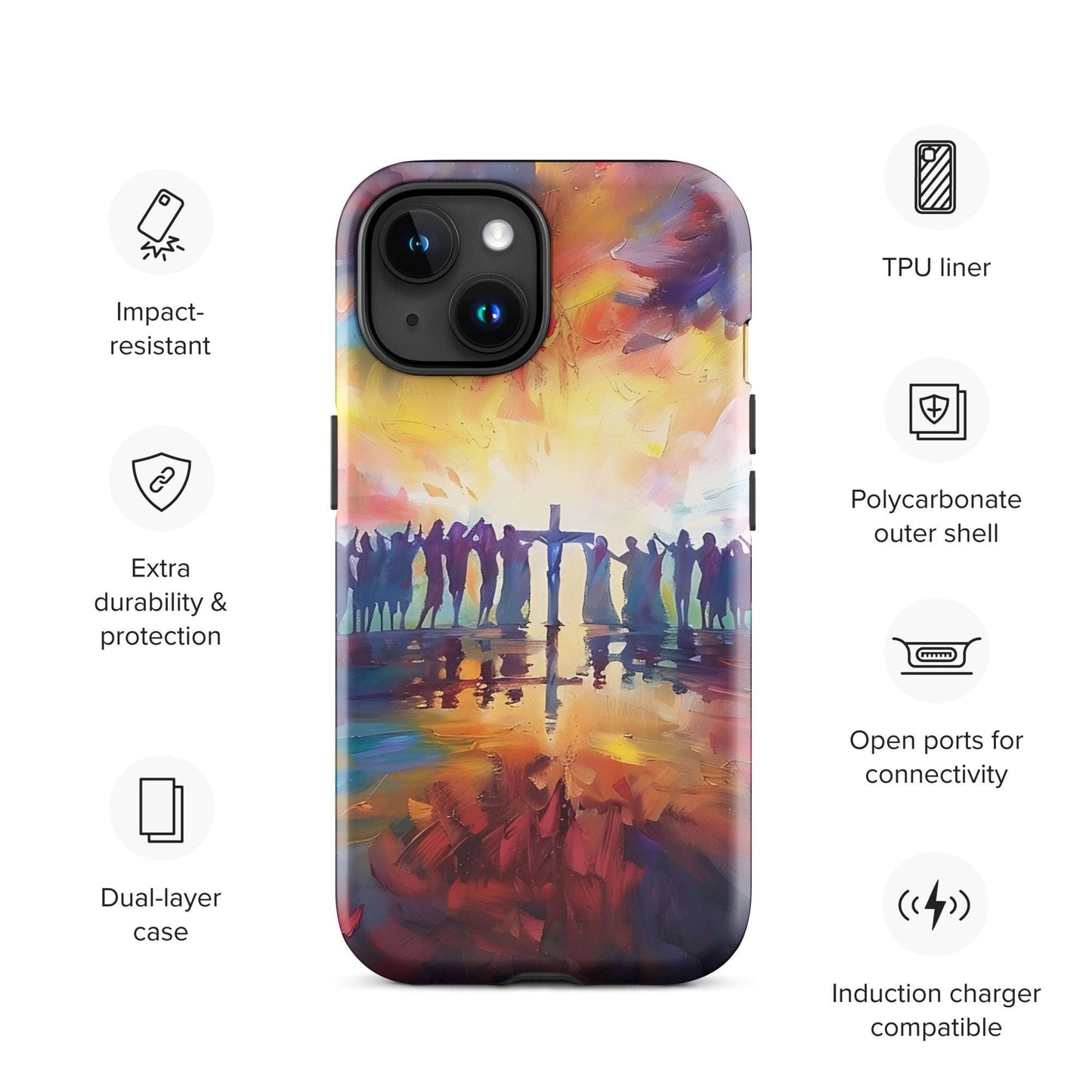 Am Kreuz vereint – Hoffnung für alle - Hardcase iPhone® Handyhülle - iPhone 15 - GfoitMa