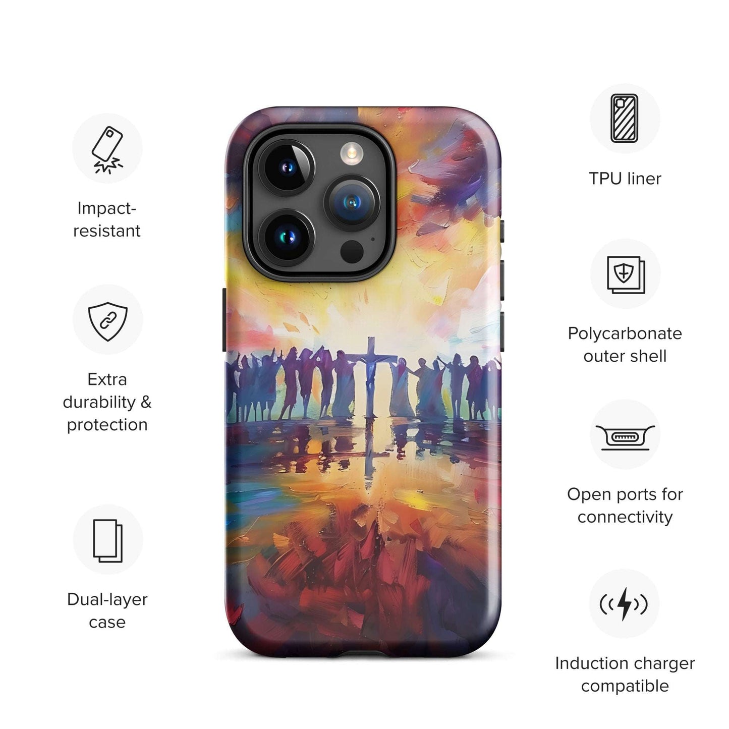 Am Kreuz vereint – Hoffnung für alle - Hardcase iPhone® Handyhülle - iPhone 15 Pro - GfoitMa