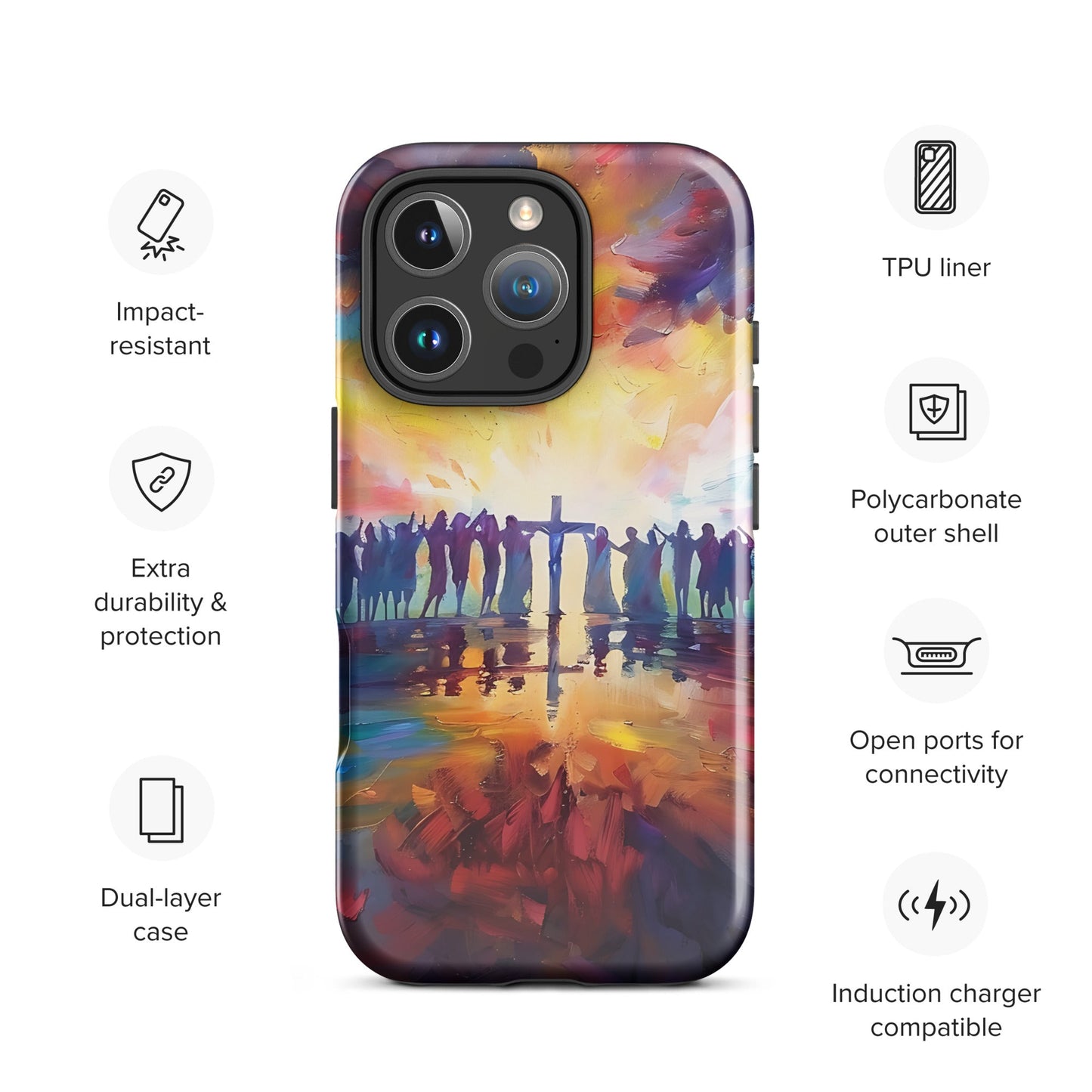 Am Kreuz vereint – Hoffnung für alle - Hardcase iPhone® Handyhülle - iPhone 16 Pro - GfoitMa