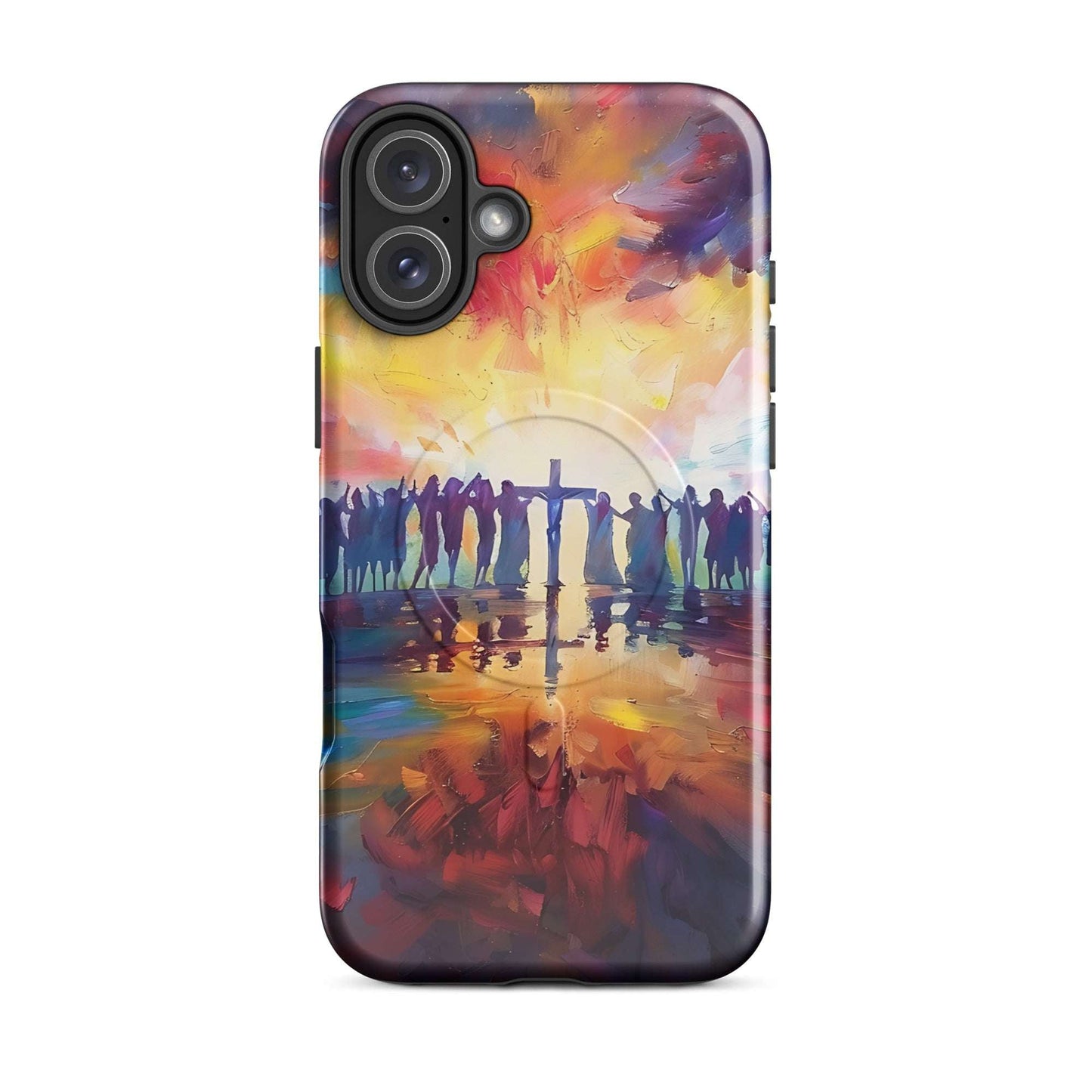 Am Kreuz vereint – Hoffnung für alle - Hardcase iPhone®-Hülle mit MagSafe® - iPhone 16 Plus - GfoitMa
