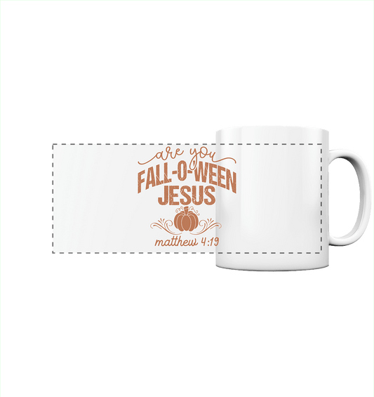 Are you FALL O WEEN Jesus? – Matthew 4:19 | Christliche Halloween Produkte - Panorama Tasse - Trinkgefäße - White glossy - GfoitMa