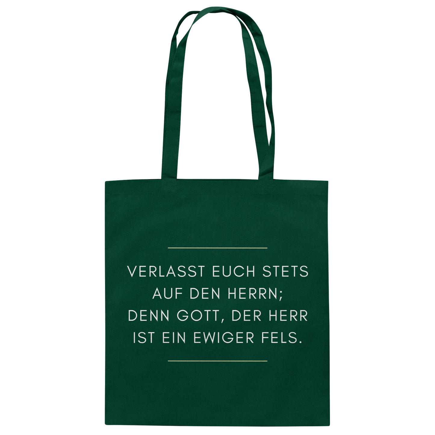 Jesaja 26,4 – Der Herr ist ein ewiger Fels | Christliches Bibelvers Design - Baumwolltasche