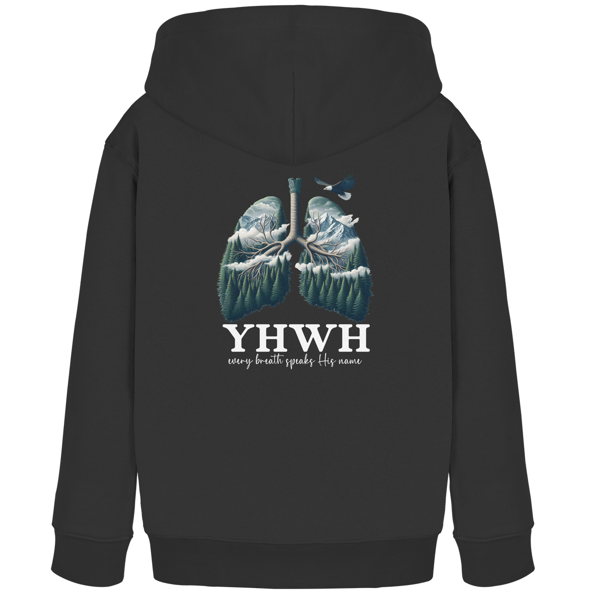 YHWH – Every Breath Speaks His Name | Atem des Lebens | Christliches Design - Kids Organic Hoodie - GfoitMa - Black / 98/104 (3-4)