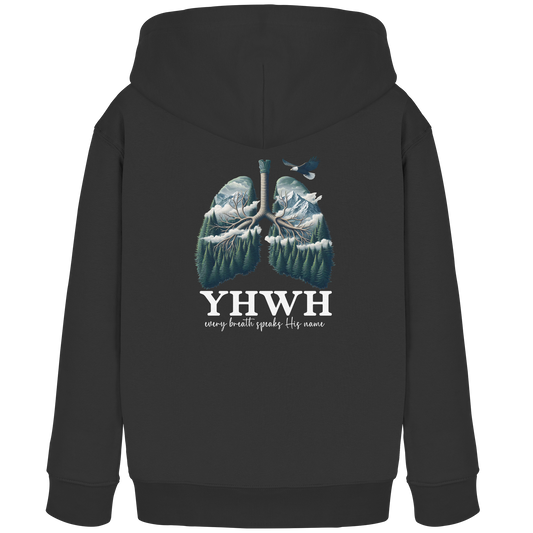 YHWH – Every Breath Speaks His Name | Atem des Lebens | Christliches Design - Kids Organic Hoodie - GfoitMa - Black / 98/104 (3-4)