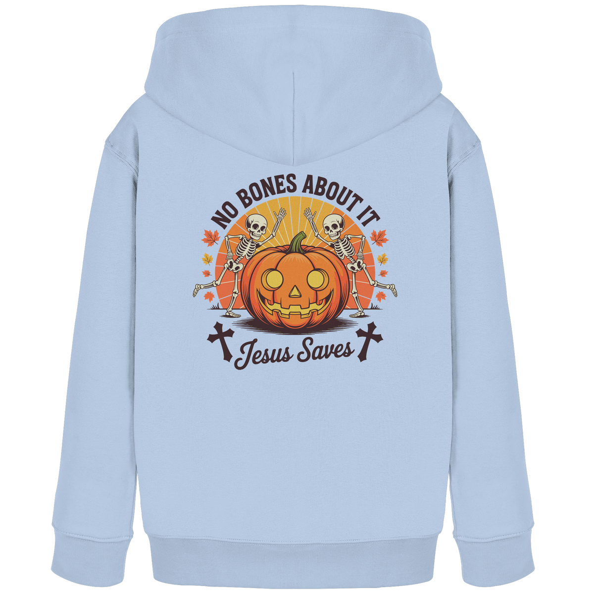 No Bones About It – Jesus Saves | Christliche Kleidung & Geschenke zu Halloween - Kids Organic Hoodie - GfoitMa - Blue Soul / 98/104 (3-4)