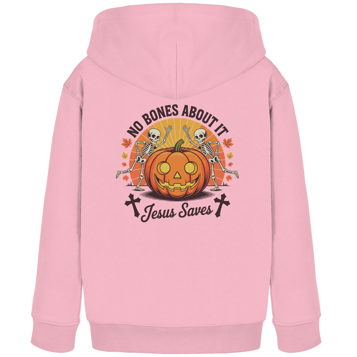 No Bones About It – Jesus Saves | Christliche Kleidung & Geschenke zu Halloween - Kids Organic Hoodie - GfoitMa - Cotton Pink / 98/104 (3-4)