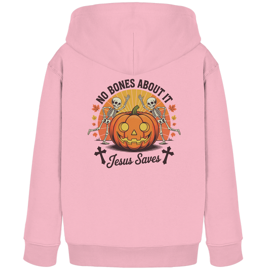 No Bones About It – Jesus Saves | Christliche Kleidung & Geschenke zu Halloween - Kids Organic Hoodie - GfoitMa - Cotton Pink / 98/104 (3-4)