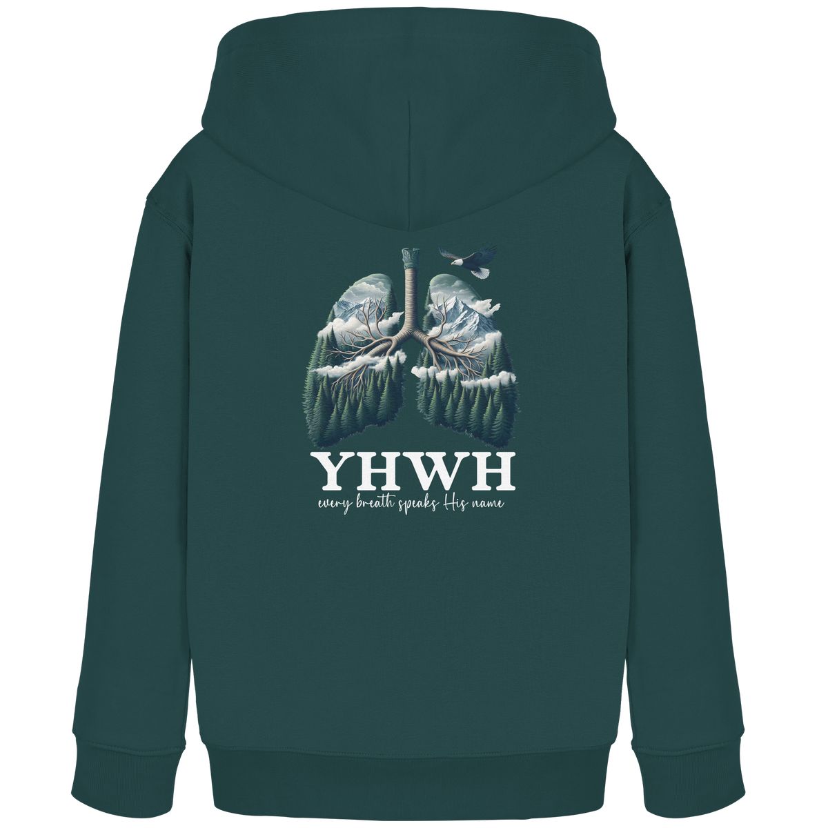 YHWH – Every Breath Speaks His Name | Atem des Lebens | Christliches Design - Kids Organic Hoodie - GfoitMa - Glazed Green / 98/104 (3-4)