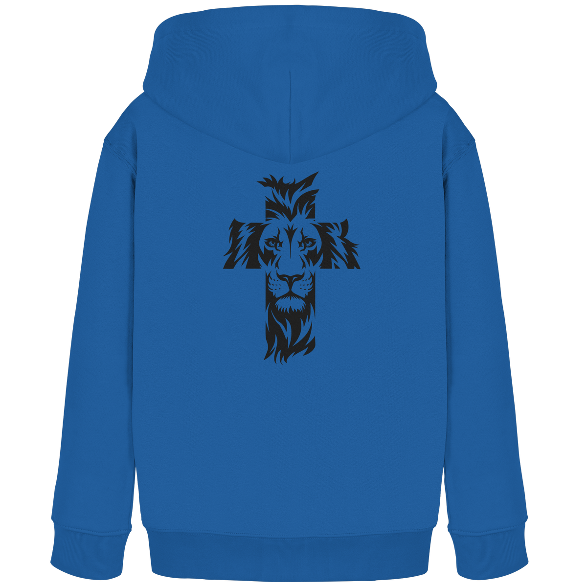 Der Löwe im Kreuz – Mut und Gnade vereint | Christliche Kleidung - Kids Organic Hoodie - GfoitMa - Royal Blue / 98/104 (3-4)