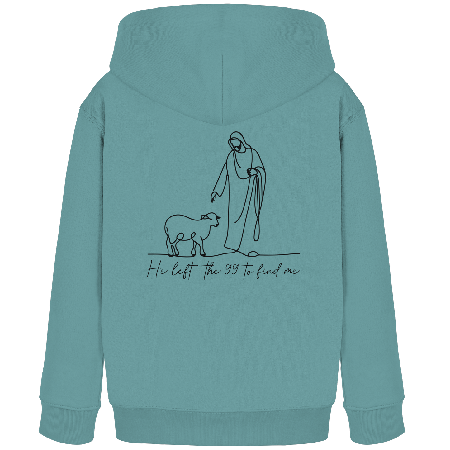 He Left the 99 to Find Me – Kraftvolle Botschaft in minimalistischem Design | Christliche Kleidung - Kids Organic Hoodie