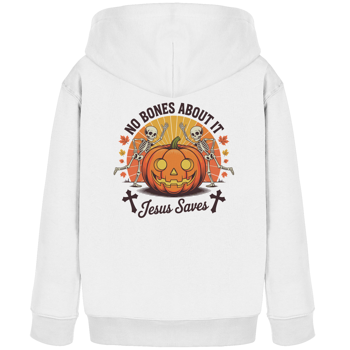No Bones About It – Jesus Saves | Christliche Kleidung & Geschenke zu Halloween - Kids Organic Hoodie - GfoitMa - White / 98/104 (3-4)