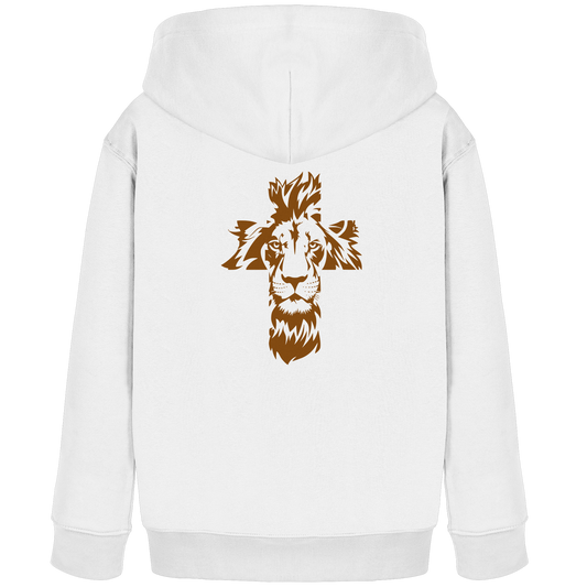 Im Zeichen des Löwen – Fest verwurzelt im Glauben | Christliche Kleidung - Kids Organic Hoodie - GfoitMa - White / 98/104 (3-4)