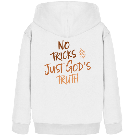 No Tricks – Just God’s Truth | Christliche Kleidung & Geschenke im Retro-Design für Herbst & Halloween - Kids Organic Hoodie - GfoitMa - White / 98/104 (3-4)