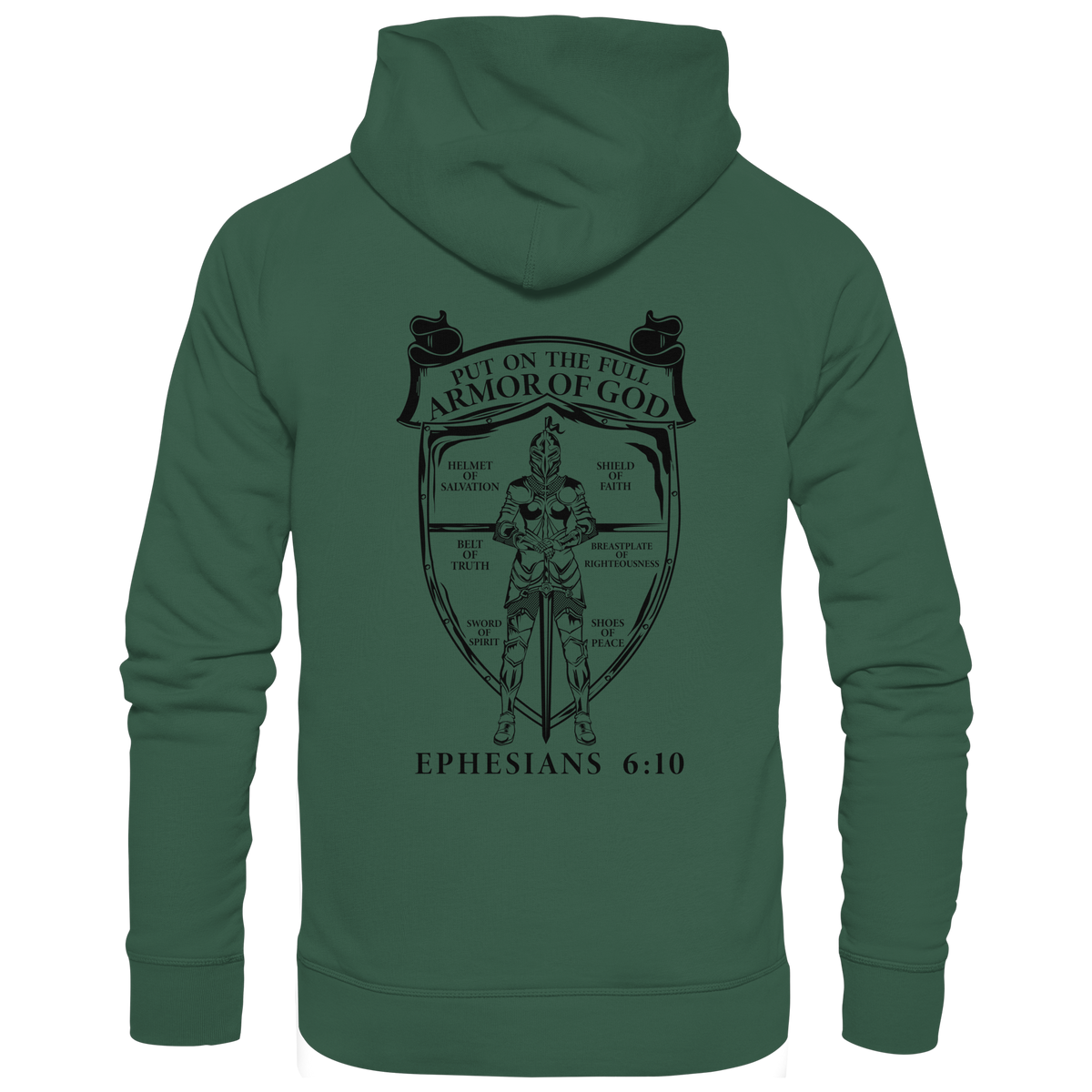 „Put on the Full Armor of God“ – Rückseite | Christliche Kleidung - Organic Basic Hoodie - GfoitMa