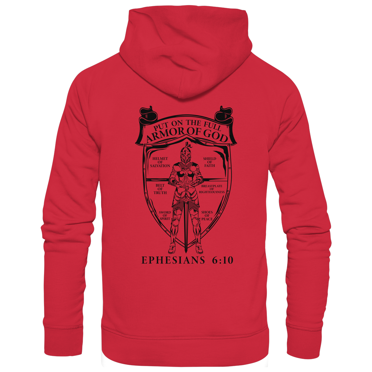 „Put on the Full Armor of God“ – Rückseite | Christliche Kleidung - Organic Basic Hoodie - GfoitMa