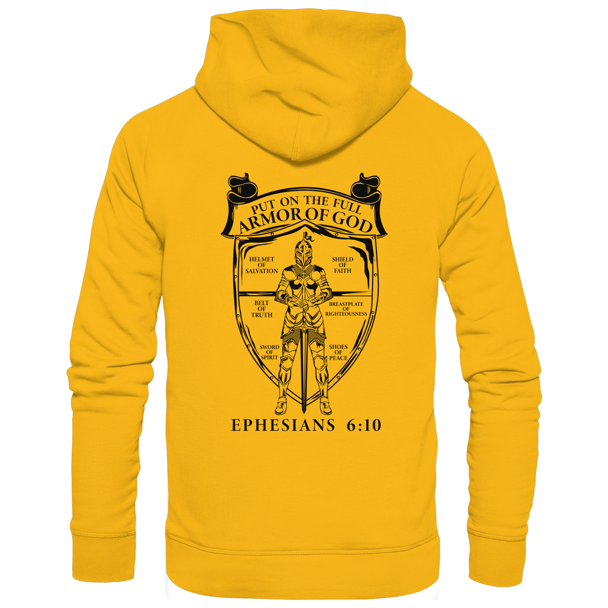 „Put on the Full Armor of God“ – Rückseite | Christliche Kleidung - Organic Basic Hoodie - GfoitMa