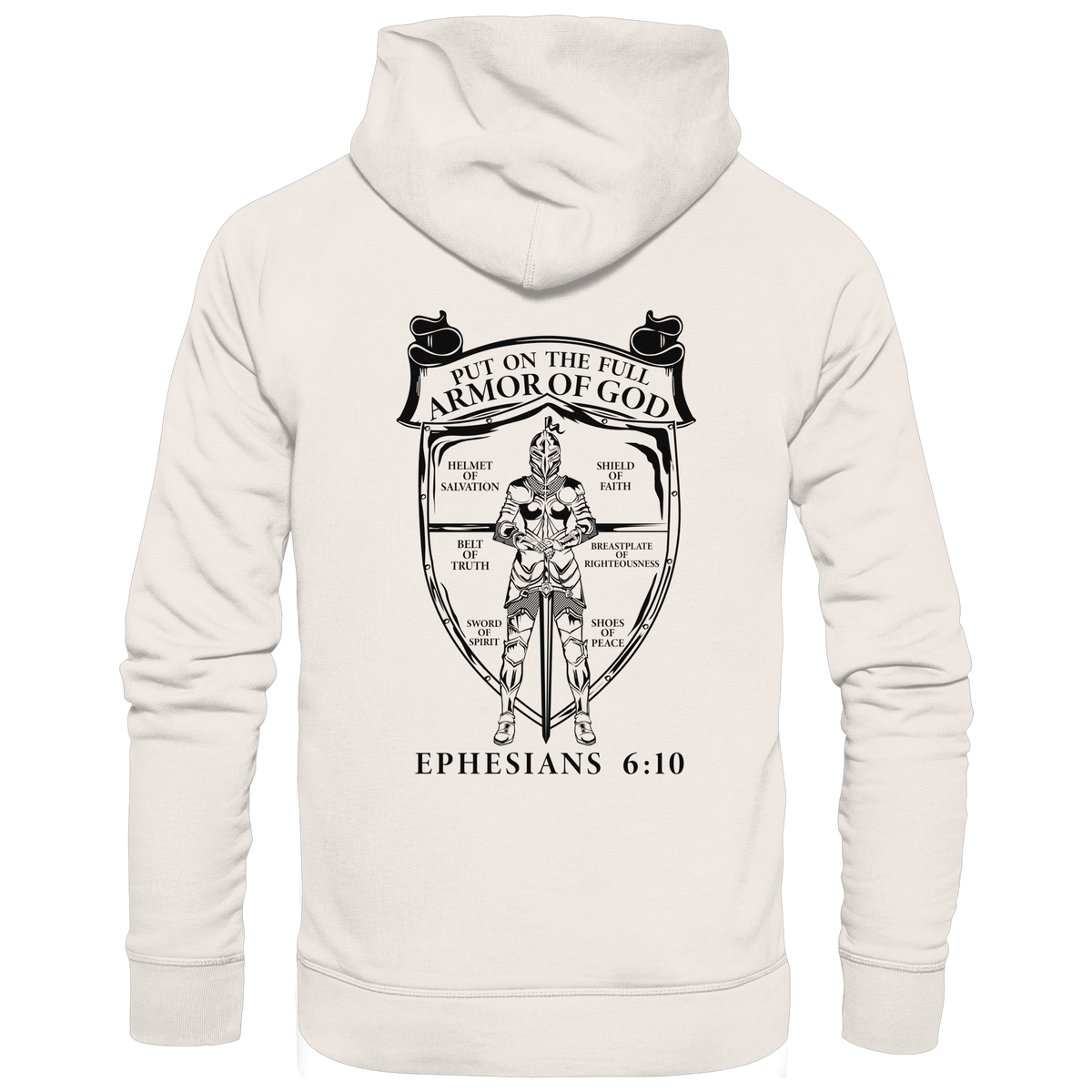 „Put on the Full Armor of God“ – Rückseite | Christliche Kleidung - Organic Basic Hoodie - GfoitMa